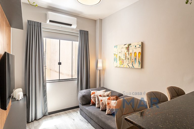 Moderno Qto&Sala a 120m da Praia | PJ 160/1108